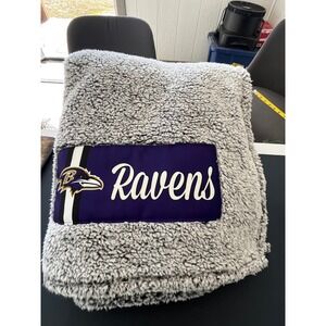 Baltimore Ravens Plush Sherpa Throw Blanket NFL‎ Team Logo Super Soft